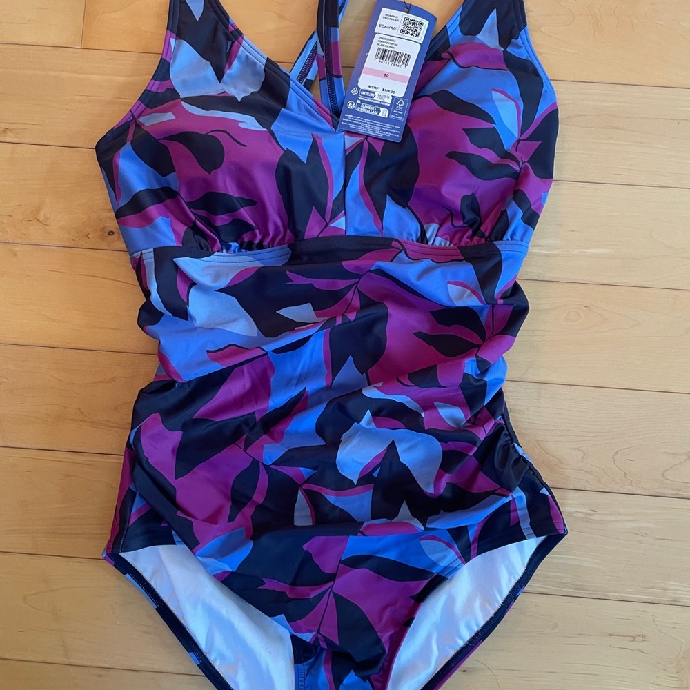 Speedo Women’s Shaping Printed V Neck One Piece Bathing Suit